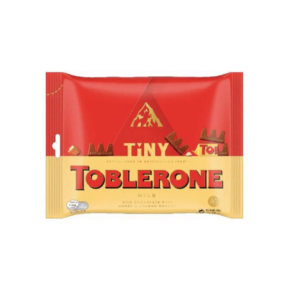 Tiny Toblerone Milk Chocolate Bars with Honey and Almond Nougat, 200g (25 Pieces)