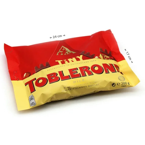 Tiny Toblerone Milk Chocolate Bars with Honey and Almond Nougat, 200g (25 Pieces)